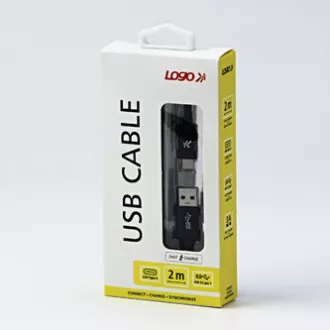Logo USB-Kabel (3.2 gen 1), USB A-Stecker - USB C-Stecker, 2m, 5 Gbps, 5V/3A, schwarz, Box, Nylongeflecht, Steckerabdeckung aus Aluminium Logo USB-Kabel (3.2 gen 1), USB A-Stecker - USB C-Stecker, 2m, 5 Gbps, 5V/3A, schwarz, Box, Nylongeflecht, Steckerabdeckung aus Aluminium