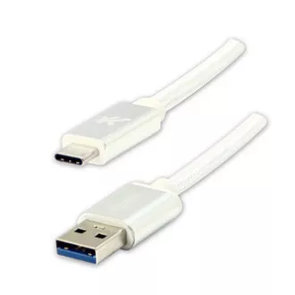 Logo USB-Kabel (3.2 gen 1), USB A-Stecker - USB C-Stecker, 2m, 5 Gbps, 5V/3A, weiß, Box, Nylongeflecht, Steckerabdeckung aus Aluminium