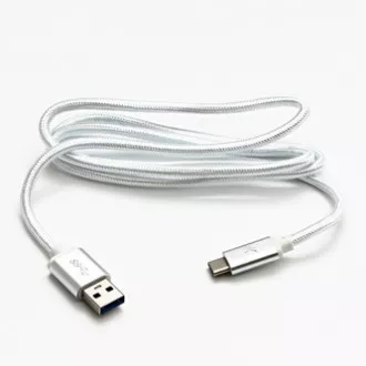 Logo USB-Kabel (3.2 gen 1), USB A-Stecker - USB C-Stecker, 2m, 5 Gbps, 5V/3A, weiß, Box, Nylongeflecht, Steckerabdeckung aus Aluminium