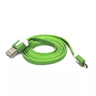 Logo USB-Kabel (2.0), USB A-Stecker - microUSB-Stecker, 1m, flach, grün, Blister, SELL OUT