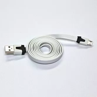 USB-Kabel (2.0), USB A-Stecker - microUSB-Stecker, 1m, flach, weiß