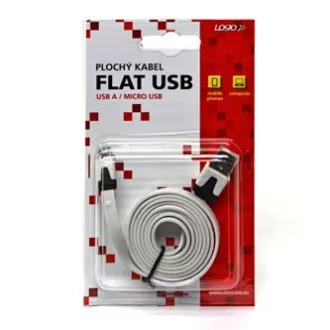 Logo USB-Kabel (2.0), USB A-Stecker - microUSB-Stecker, 1m, flach, weiß, Blister, SELL OUT Logo USB-Kabel (2.0), USB A-Stecker - microUSB-Stecker, 1m, flach, weiß, Blister, SELL OUT