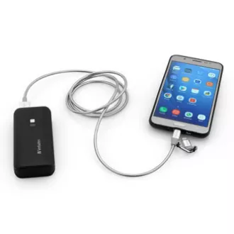 Verbatim USB-Kabel (2.0), USB A-Stecker - microUSB-Stecker   Apple Lightning-Stecker, 1m, silber, Box, 48869, 2 in 1 - verstellbar