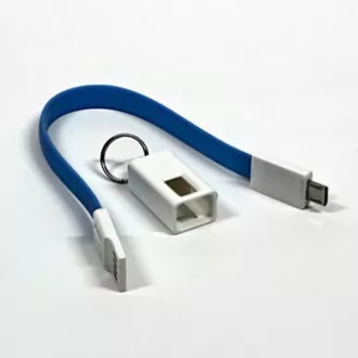 USB-Kabel (2.0), USB A-Stecker - microUSB-Stecker, 0,2m, blau, Schlüsselanhänger, SELL OUT