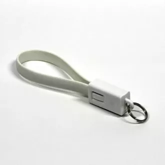 USB-Kabel (2.0), USB A-Stecker - microUSB-Stecker, 0,2m, weiß, Schlüsselanhänger, SELL OUT