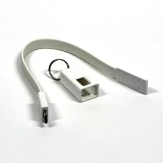 USB-Kabel (2.0), USB A-Stecker - microUSB-Stecker, 0,2m, weiß, Schlüsselanhänger, SELL OUT