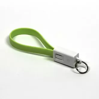 Logo USB-Kabel (2.0), USB A-Stecker - microUSB-Stecker, 0,2 m, hellgrün, Blister, Schlüsselanhänger
