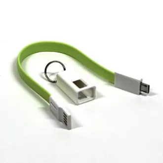 Logo USB-Kabel (2.0), USB A-Stecker - microUSB-Stecker, 0,2 m, hellgrün, Blister, Schlüsselanhänger