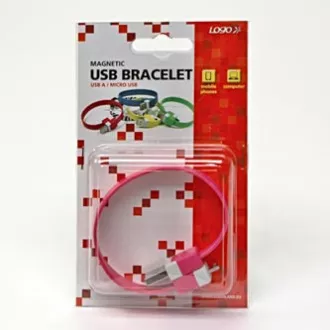 Logo USB-Kabel (2.0), USB A-Stecker - microUSB-Stecker, 0,25m, rosa, Blister, Armband, SELL Logo USB-Kabel (2.0), USB A-Stecker - microUSB-Stecker, 0,25m, rosa, Blister, Armband, SELL