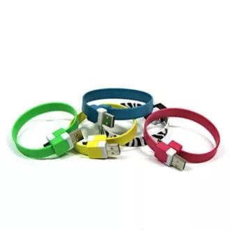 USB-Kabel (2.0), USB A-Stecker - microUSB-Stecker, 0,25m, gelb, Armband, SELL