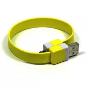 Logo USB-Kabel (2.0), USB A-Stecker - microUSB-Stecker, 0,25m, gelb, Blister, Armband, SELL