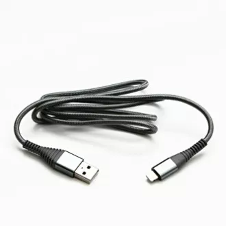 Logo USB-Kabel (2.0), USB A-Stecker - Apple Lightning-Stecker, 1m, MFi-Zertifizierung, 5V/2,4A, silber, Box, Nylongeflecht, hli Logo USB-Kabel (2.0), USB A-Stecker - Apple Lightning-Stecker, 1m, MFi-Zertifizierung, 5V/2,4A, silber, Box, Nylongeflecht, hli