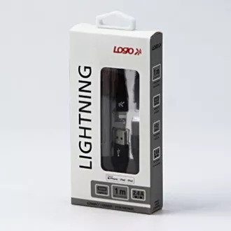 Logo USB-Kabel (2.0), USB A-Stecker - Apple Lightning-Stecker, 1m, MFi-Zertifizierung, 5V/2.4A, schwarz, Box, Nylongeflecht, Aluminium Logo USB-Kabel (2.0), USB A-Stecker - Apple Lightning-Stecker, 1m, MFi-Zertifizierung, 5V/2.4A, schwarz, Box, Nylongeflecht, Aluminium