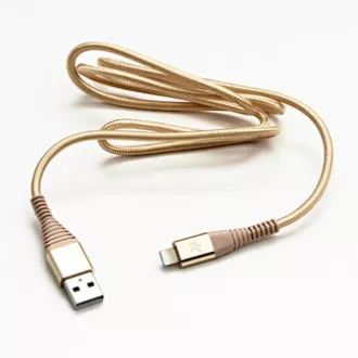 Logo USB-Kabel (2.0), USB A-Stecker - Apple Lightning-Stecker, 1m, MFi-Zertifizierung, 5V/2.4A, gold, Box, Nylongeflecht, Aluminium Logo USB-Kabel (2.0), USB A-Stecker - Apple Lightning-Stecker, 1m, MFi-Zertifizierung, 5V/2.4A, gold, Box, Nylongeflecht, Aluminium