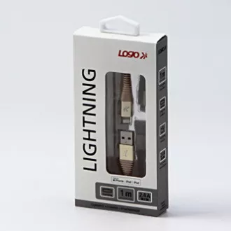 Logo USB-Kabel (2.0), USB A-Stecker - Apple Lightning-Stecker, 1m, MFi-Zertifizierung, 5V/2.4A, gold, Box, Nylongeflecht, Aluminium Logo USB-Kabel (2.0), USB A-Stecker - Apple Lightning-Stecker, 1m, MFi-Zertifizierung, 5V/2.4A, gold, Box, Nylongeflecht, Aluminium