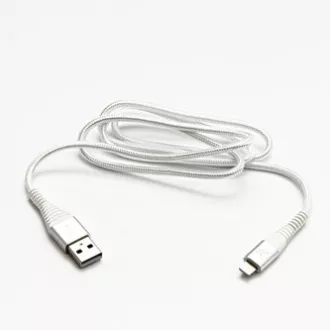 Logo USB-Kabel (2.0), USB A-Stecker - Apple Lightning-Stecker, 2m, MFi-Zertifizierung, 5V/2.4A, weiß, Box, Nylongeflecht, Aluminium Logo USB-Kabel (2.0), USB A-Stecker - Apple Lightning-Stecker, 2m, MFi-Zertifizierung, 5V/2.4A, weiß, Box, Nylongeflecht, Aluminium
