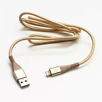 Logo USB-Kabel (2.0), USB A-Stecker - Apple Lightning-Stecker, 2m, MFi-Zertifizierung, 5V/2.4A, gold, Box, Nylongeflecht, Aluminium Logo USB-Kabel (2.0), USB A-Stecker - Apple Lightning-Stecker, 2m, MFi-Zertifizierung, 5V/2.4A, gold, Box, Nylongeflecht, Aluminium