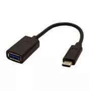 USB-Reduzierer (3.0), USB-C-Stecker - USB-A-Buchse, 0,15m, rund, schwarz, Kunststoffbeutel, OTG-Kabel