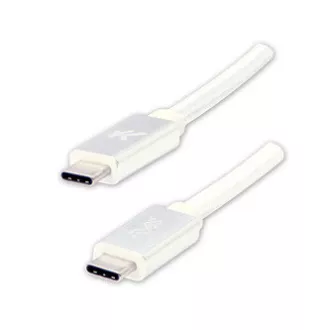 Logo USB-Kabel (3.2 gen 1), USB-C-Stecker - USB-C-Stecker, 1m, 5 Gbps, 5V/3A, weiß, Box, Nylongeflecht, Aluminium-Steckerabdeckung