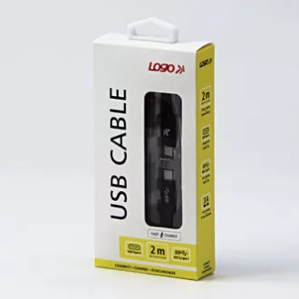 Logo USB-Kabel (3.2 gen 1), USB-C-Stecker - USB-C-Stecker, 2m, 5 Gbps, 5V/3A, schwarz, Box, Nylongeflecht, Aluminium-Steckerabdeckung Logo USB-Kabel (3.2 gen 1), USB-C-Stecker - USB-C-Stecker, 2m, 5 Gbps, 5V/3A, schwarz, Box, Nylongeflecht, Aluminium-Steckerabdeckung
