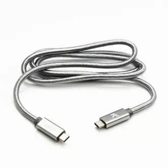 Logo USB-Kabel (3.2 gen 2), USB C-Stecker - USB C-Stecker, 1m, Power Delivery 100W, 10 Gbps, 20V/5A, silber, Box, Nylongeflecht