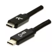 Logo USB-Kabel (3.2 gen 2), USB-C-Stecker - USB-C-Stecker, 1m, Power Delivery 100W, 10 Gbps, 20V/5A, schwarz, Box, Nylongeflecht,