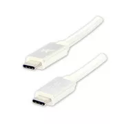 Logo USB-Kabel (3.2 gen 2), USB C-Stecker - USB C-Stecker, 1m, Power Delivery 100W, 10 Gbps, 20V/5A, weiß, Box, Nylongeflecht, h