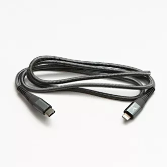 Logo USB-Kabel (2.0), USB C-Stecker - Apple Lightning-Stecker, 1m, MFi-Zertifizierung, 5V/3A, silber, Box, Nylongeflecht, Aluminium Logo USB-Kabel (2.0), USB C-Stecker - Apple Lightning-Stecker, 1m, MFi-Zertifizierung, 5V/3A, silber, Box, Nylongeflecht, Aluminium