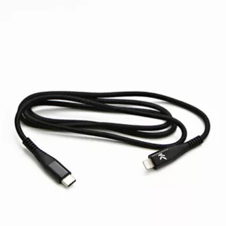 Logo USB-Kabel (2.0), USB C-Stecker - Apple Lightning-Stecker, 1m, MFi-Zertifizierung, 5V/3A, schwarz, Box, Nylongeflecht, Aluminium