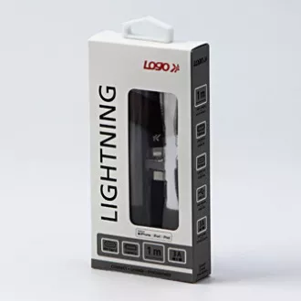 Logo USB-Kabel (2.0), USB C-Stecker - Apple Lightning-Stecker, 1m, MFi-Zertifizierung, 5V/3A, schwarz, Box, Nylongeflecht, Aluminium