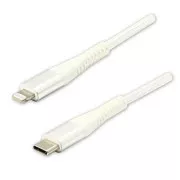 Logo USB-Kabel (2.0), USB C-Stecker - Apple Lightning-Stecker, 1m, MFi-Zertifizierung, 5V/3A, weiß, Box, Nylongeflecht, Aluminium