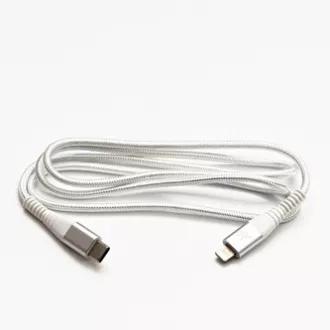 Logo USB-Kabel (2.0), USB C-Stecker - Apple Lightning-Stecker, 1m, MFi-Zertifizierung, 5V/3A, weiß, Box, Nylongeflecht, Aluminium Logo USB-Kabel (2.0), USB C-Stecker - Apple Lightning-Stecker, 1m, MFi-Zertifizierung, 5V/3A, weiß, Box, Nylongeflecht, Aluminium