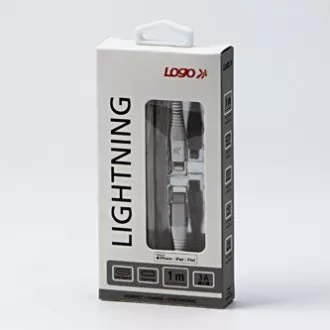 Logo USB-Kabel (2.0), USB C-Stecker - Apple Lightning-Stecker, 1m, MFi-Zertifizierung, 5V/3A, weiß, Box, Nylongeflecht, Aluminium Logo USB-Kabel (2.0), USB C-Stecker - Apple Lightning-Stecker, 1m, MFi-Zertifizierung, 5V/3A, weiß, Box, Nylongeflecht, Aluminium