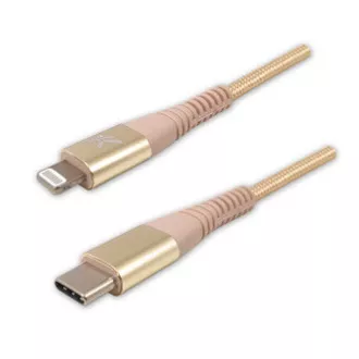 Logo USB-Kabel (2.0), USB C-Stecker - Apple Lightning-Stecker, 1m, MFi-Zertifizierung, 5V/3A, gold, Box, Nylongeflecht, Aluminium Logo USB-Kabel (2.0), USB C-Stecker - Apple Lightning-Stecker, 1m, MFi-Zertifizierung, 5V/3A, gold, Box, Nylongeflecht, Aluminium