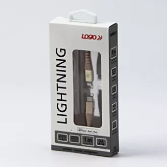 Logo USB-Kabel (2.0), USB C-Stecker - Apple Lightning-Stecker, 1m, MFi-Zertifizierung, 5V/3A, gold, Box, Nylongeflecht, Aluminium Logo USB-Kabel (2.0), USB C-Stecker - Apple Lightning-Stecker, 1m, MFi-Zertifizierung, 5V/3A, gold, Box, Nylongeflecht, Aluminium