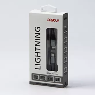 Logo USB-Kabel (2.0), USB C-Stecker - Apple Lightning-Stecker, 2m, MFi-Zertifizierung, 5V/3A, silber, Box, Nylongeflecht, Aluminium Logo USB-Kabel (2.0), USB C-Stecker - Apple Lightning-Stecker, 2m, MFi-Zertifizierung, 5V/3A, silber, Box, Nylongeflecht, Aluminium