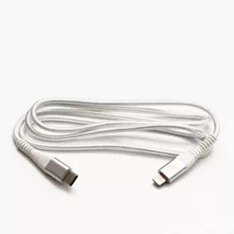 Logo USB-Kabel (2.0), USB C-Stecker - Apple Lightning-Stecker, 2m, MFi-Zertifizierung, 5V/3A, weiß, Box, Nylongeflecht, Aluminium Logo USB-Kabel (2.0), USB C-Stecker - Apple Lightning-Stecker, 2m, MFi-Zertifizierung, 5V/3A, weiß, Box, Nylongeflecht, Aluminium