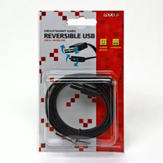 Logo USB-Kabel (2.0), USB A-Stecker reversibel - microUSB-Stecker reversibel, 1m, reversibel, schwarz, Blister, SELL Logo USB-Kabel (2.0), USB A-Stecker reversibel - microUSB-Stecker reversibel, 1m, reversibel, schwarz, Blister, SELL