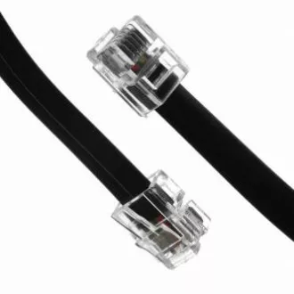 Telefonkabel 4-adrig, RJ11 Stecker - RJ11 Stecker, 15 m, schwarz, für ADSL-Modem, Economy