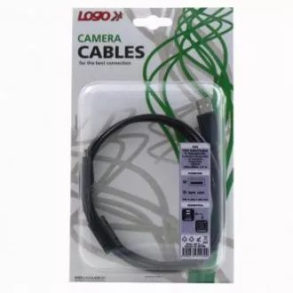 Logo USB-Kabel (2.0), USB A Stecker - 8-poliger Stecker, 31179, 1,8m, schwarz, Blister, MINOLTA