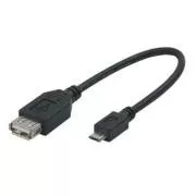 USB-Kabel (2.0), microUSB-Stecker - USB-A-Buchse, 0,2m, OTG, schwarz, ON SALE