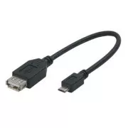 Logo USB-Kabel (2.0), microUSB-Stecker - USB-A-Buchse, 0,2 m, OTG, schwarz, SELL