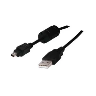 Logo USB-Kabel (2.0), USB A-Stecker - 4-poliger Stecker, 1,8 m, schwarz, Blister, FUJI