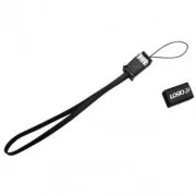 Logo USB-Kabel (2.0), USB A-Stecker - miniUSB-Stecker, 0,3m, schwarz, Kameraschlaufe, SELL