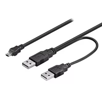 Logo USB Kabel (2.0), 2x USB A Stecker - miniUSB Stecker, 0.6m, schwarz, Blister, SELL OUT Logo USB Kabel (2.0), 2x USB A Stecker - miniUSB Stecker, 0.6m, schwarz, Blister, SELL OUT