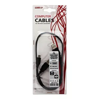 Logo USB Kabel (2.0), 2x USB A Stecker - miniUSB Stecker, 0.6m, schwarz, Blister, SELL OUT Logo USB Kabel (2.0), 2x USB A Stecker - miniUSB Stecker, 0.6m, schwarz, Blister, SELL OUT