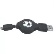 Logo USB-Kabel (1.1), USB A-Stecker - 4-poliger Stecker, 0,7 m, einziehbar, schwarz, HIROSE