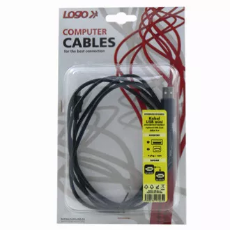 Logo USB-Kabel (2.0), USB A-Stecker - miniUSB-Stecker, 1,8m, schwarz, Blister