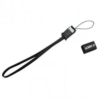 Logo USB-Kabel (2.0), USB A-Stecker - microUSB-Stecker, 0,3m, schwarz, Kamera/MP3-Player-Schleife, SELL