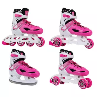 Rollschuhe 4in1 Enero KIDS - rosa und weiß